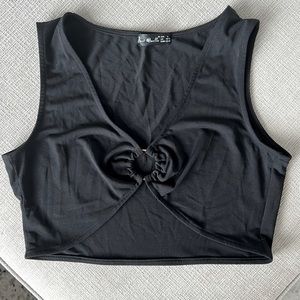 black cropped top with ring hardware